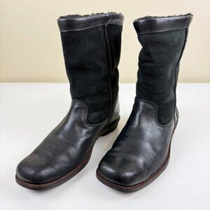 UGG Brookfield Black Leather and Sheepskin Boots S/N 5592